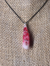Red Marble - wrapped glow crystal necklace