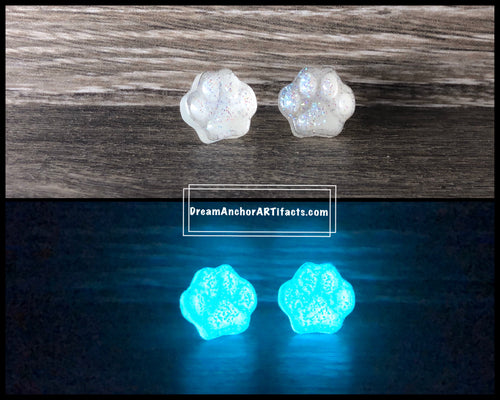 Ivory paws - blue glow earrings