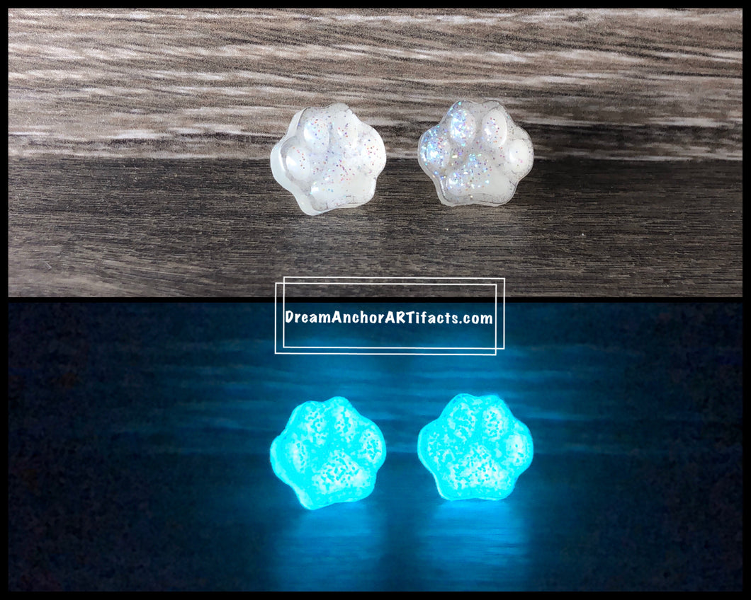 Ivory paws - blue glow earrings