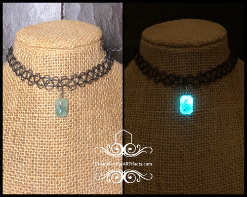 Blue topaz- emerald charm choker