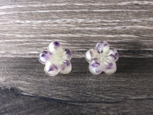 Amethyst- blue glow flower earrings