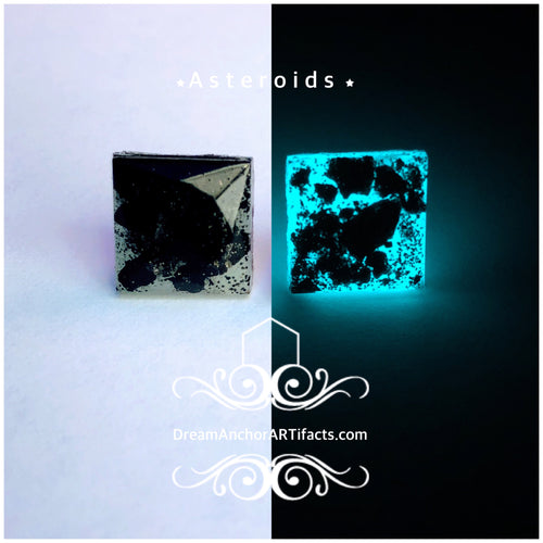 Asteroids large square stud earrings