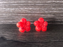 Red glow quartz infused flower stud earrings