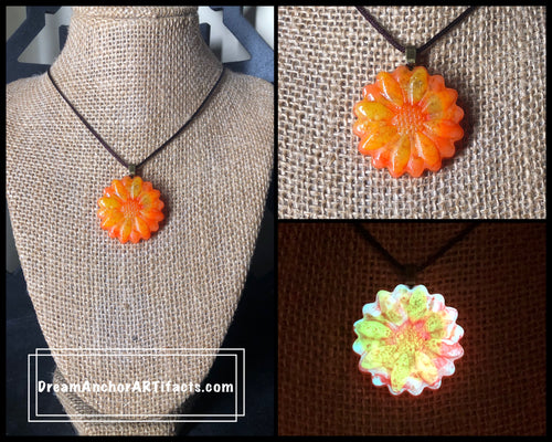 Electric Flower- orange glow necklace