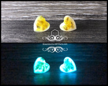Citrine hearts -bluegreen  glow earrings