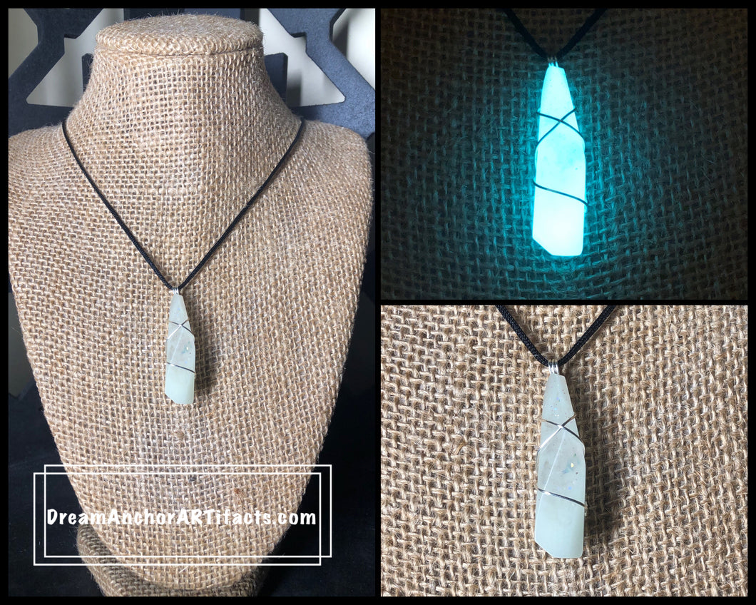 Ivory crystal- wrapped glow crystal necklace