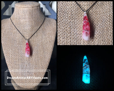 Red Marble - wrapped glow crystal necklace