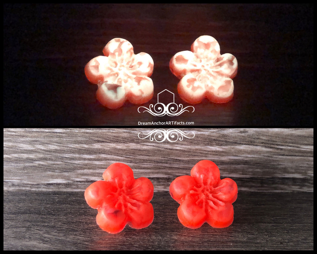 Red glow quartz infused flower stud earrings