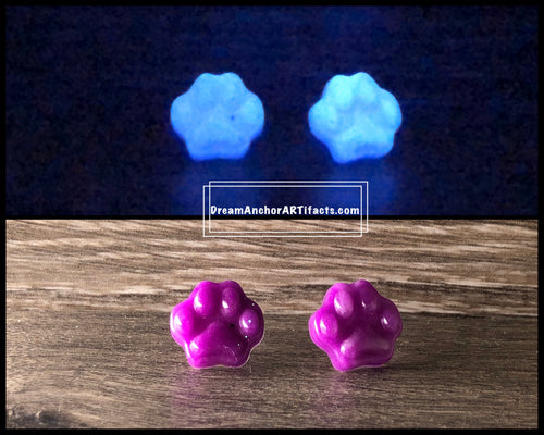 Purple Paws - purple glow earrings