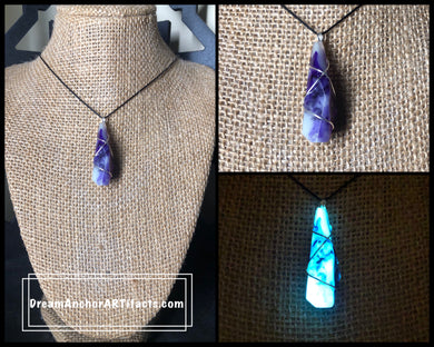 Purple crystal- wrapped glow necklace